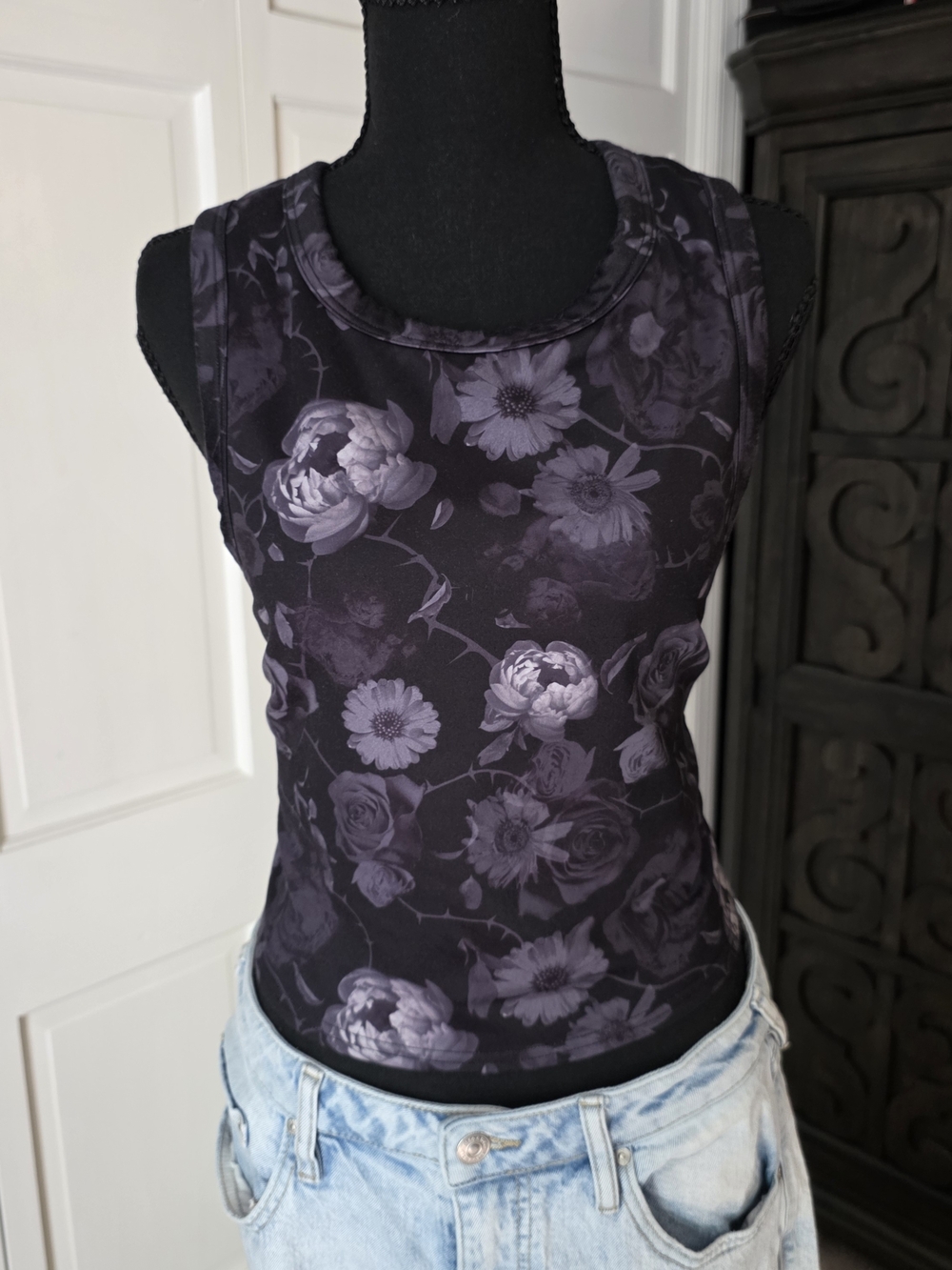 TomboyX Dark Purple Floral Tank Top